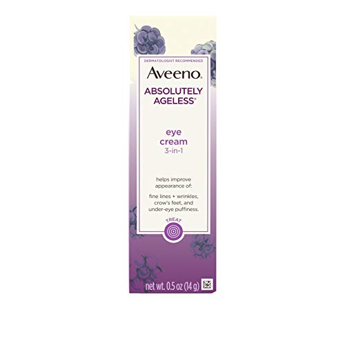 Aveeno Absolutely Ageless 3-in-1 Under Eye Dark Circle & Anti-Wrinkle Cream with Antioxidant-Rich Blackberry Complex, Vitamins C & E, Hypoallergenic, Non-Comedogenic & Non-Greasy, 0.5 oz