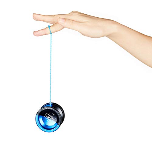 Responsive Yoyo V6 Locus, Magic YOYO Pro Ball Bearing Yoyo, Aluminum Metal Yoyos for Kids Beginner Learner with Bag Glove and 5 Yoyo Strings - Black & Blue - Thumbnail 4