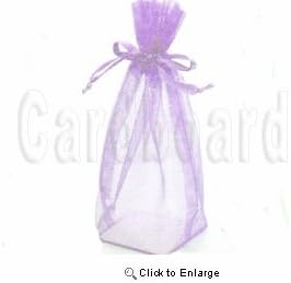 8"x10"x4" Lavender Square Bottom w. Cardboard Bottom Organza Sheer Gift Favor Bags (10 Pcs)