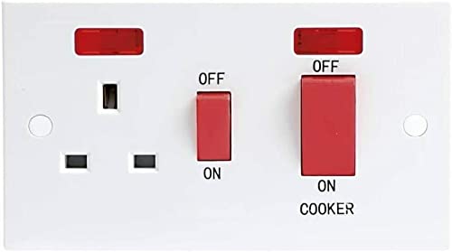 Mr Gadget's Solutions 45Amp Double Pole Cooker Switch with Neon 47MM Backbox