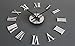 cerobit Elegant Modern Frameless Large 3D DIY Wall Clock Kit Decoration Home for Living Room Bedroom (Silver)
