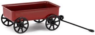 Miniature Fairy Garden Red Wagon - Metal
