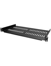 StarTech.com 1U Server Rack Shelf - Universal Vented Rack Mount Cantilever Tray for 19" Network Equipment Rack & Cabinet - Heavy Duty Steel - Weight Capacity 50lb/23kg - 10" Deep, Black (CABSHELFV1U)