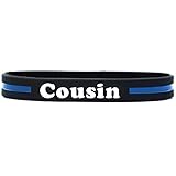SayitBands Cousin Thin Blue Line Silicone Wristband Bracelets Police Officers Patrol Awareness Support