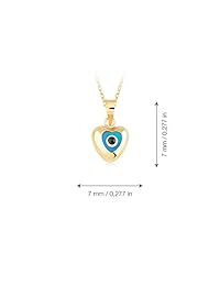 Gelin 14k amarillo mal ojo corazón colgante collar para mujer, 18.0 in