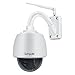 Sumpple Wireless WiFi/Wired PTZ Outdoor Surveillance Internet IP Camera 960P 4X Optical Zoom Motion Sensor Activated with 8G SD Card Waterproof Night Vision Up to 98ft, Work for iOS, Android or PC