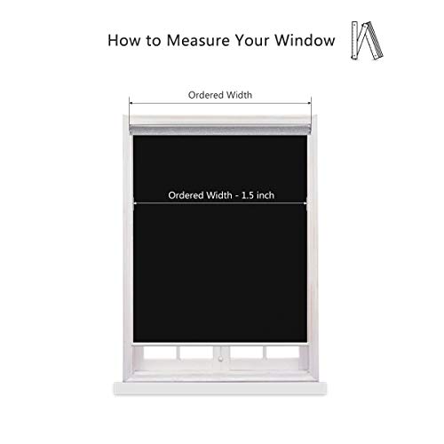 Acholo Blackout Roller Shades Black Roller Blinds for Windows 34 inch x 72 inch, Cordless Window Roller Shade for Home, Black - Thumbnail 3