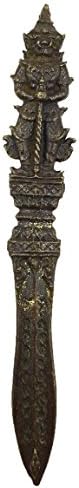 Antique meed mor bhuddist brass Wetsuwan giant god talisman dagger life protection with holy cloth