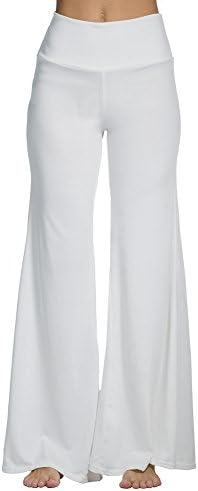 SiYuan Womens Palazzo Pants Yoga Casual Elastic Wide Leg Pants White US8-10/Tag L