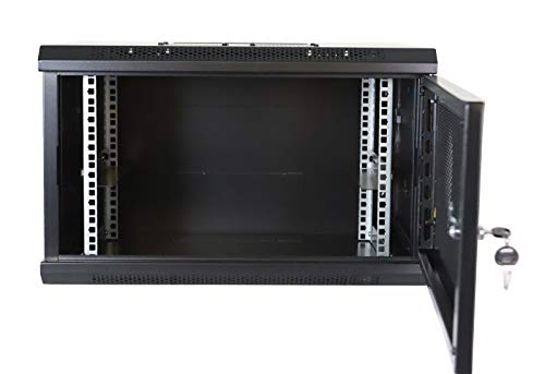 6U Professional Wall Mount Network Server Cabinet Enclosure 19-Inch Server Network Rack with Vented Door 16-Inches Deep Black (Fully Assembled)