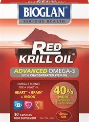 Bioglan Red Krill Oil Plus Omega 3 Fish Oil, EPA and DHA, Great for Healthy Heart, Brain and Vision, one Month Supply - 30 Capsules