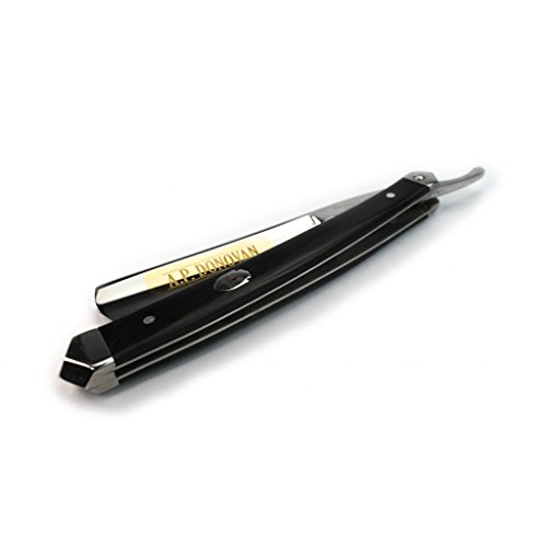 A.P. Donovan - Excellent 7/8"Straight Razor - Blade is Made of Hardened Steel with Gold Etching (not Stainless) - Handle of Black Sandal