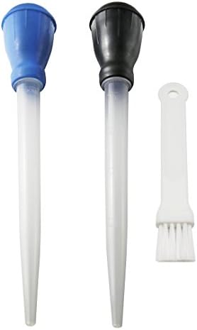 2 Pack Heat Resistant Nylon Turkey Baster with Rubber Bulb + Silicone Basting Brush