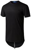 LILBETTER Mens Hipster Hip Hop Basic Longline Crewneck T-shirt Back Zipper Trim