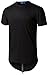 LILBETTER Mens Hipster Hip Hop Basic Longline Crewneck T-shirt Back Zipper Trim