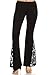 Zoozie LA Women's Bell Bottoms Black Lace Detailed Flare Yoga Pants, Large
