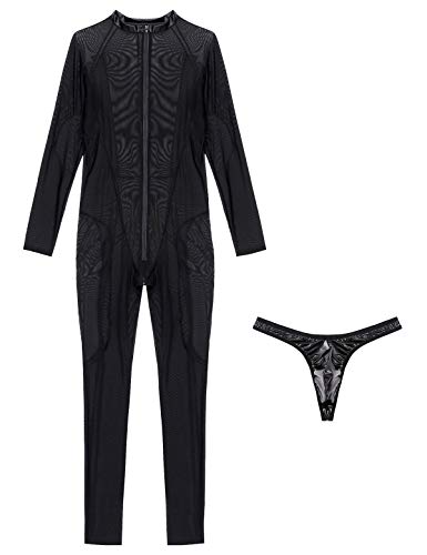 Freebily-Body-Uomo-Sexy-Hot-Catsuit-Aperta-Erotico-Lingerie-Trasparente-Biancheria-Intima-Saloppette-Collant-Uomo-Sexy-con-String-Maglietta-Maniche-Lunghe-Pigiama