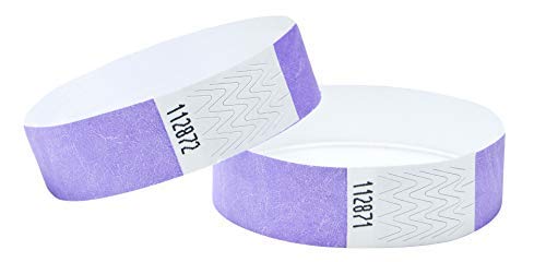 Tyvek Wristbands 3/4 inch 100 Pack, Paper Like Bracelets Used for Events, Nightclubs, waterparks etc. Lavender