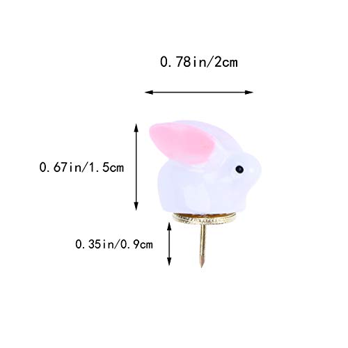 PatyHoll 24 Pcs Thumbtacks Adorable Cartoon Bunny Wall Push Pin Plastic Drawing for Maps Display Board Calendar - Thumbnail 3