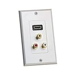 Cmple - HDMI with 3RCA Jack Composite Combo Wall Plate Gold Plated HDMI 3RCA Wall Plate Video Audio Outlet Panel, White