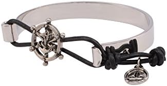 The Adventure Begins Ship's Wheel Cuff Bracelet (Silvertone)