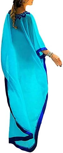 Women's Colorful Cotton Embroidered Turkish Kaftans Beachwear Bikini Cover up Dress