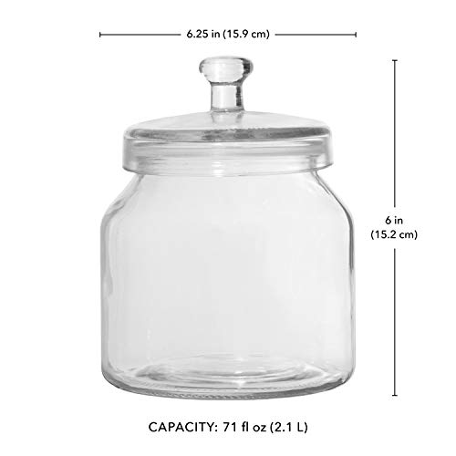 Glass Cookie Jar for Kitchen Counter 1/2 Gallon [Set of 2] Airtight