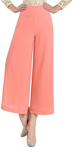 FunnyKing pants Calf Length Pants Womens High Waist Thin Wide Leg Side Split Chiffon Pants