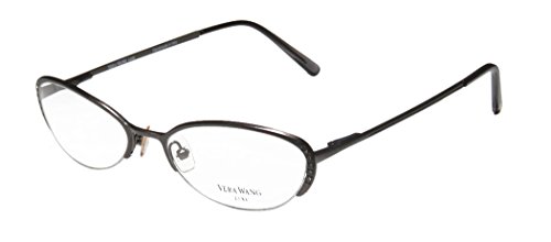 Vera Wang Epiphany Ii Womens/Ladies Designer Half-rim Titanium Crystals Spring Hinges Eyeglasses/Eye Glasses (52-17-140, Gunmetal)