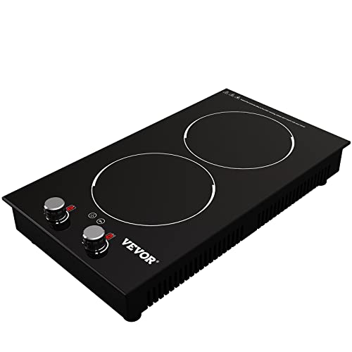 VEVOR Builtin Induction Cooktop, 12 inch 2 Burners, 220V Ceramic Glass