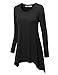 Lock and Love WT953 Womens Round Neck Long Sleeve Rib Trapeze Tunic Top XL Black