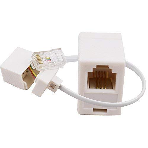 GFORTUN Beige RJ11 6P4C Female to Ethernet RJ45 8P4C Male Telephone Ethernet Adapter Cable Converter Socket (5 Pack)