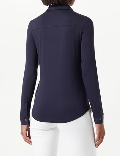 Marc OPolo Women's Stretch Knit Blouse with French Collar, Manic Midnight, L