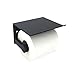 Passionier Toilet Paper Roll Holder, Wall Mount Bathroom Toilet Tissue Holder with Mobile Phone Storage Shelf(Black)