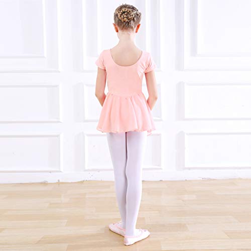image for Tigerhu Girls' Skirted Short Sleeve Leotard for Ballet Dance Dress wit
