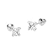 14k White Gold 3-6mm Basket Princess Cut Solitaire Cubic Zirconia Children Screw back Girls Earrings