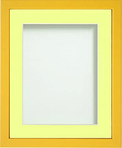 Frame Company Jellybean Range Mustard Yellow Wooden 7x5 inch Picture Photo Frame with Lemon Bon Bon Mount for Image 6x4 inch * Choice of Colours & Sizes* Fitted with Perspex — image 1