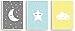 3x baby nursery decor wall prints - set 3 baby designs - moon, cloud, star, nursery art, nursery decor, baby kids room, wall art, 8x12, unframed
