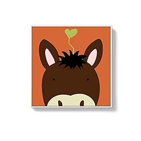 Framed Canvas Wall Art for Living Room, Bedroom Cute Cartoon Animals Canvas Prints for Home Decoration Ready to Hanging - 16x16 inches