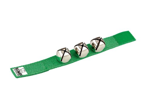 Nino Percussion NINO961GR 9-Inch Wrist Strap with 3 Bells, Green