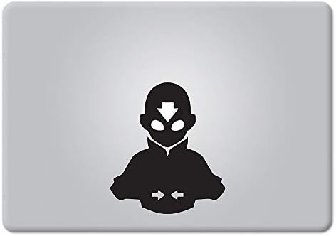 Avatar The Last Airbender Aang Die-cut Decal Vinyl Sticker for Macbook Laptop Car (Gloss Black, Macbook with Glowing apple)