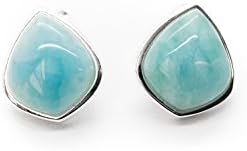 Larimar Gemstones with 925 Sterling Silver Stud Earrings Hand Made for Women