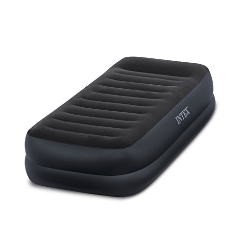 Intex Dura-Beam Series Pillow Rest Raised Airbed with Fiber-Tech Construction and Built-in Pump, Twin, Bed Height 16.5″