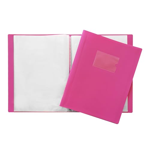 Janrax Präsentationsmappe, flexibler Einband, 20 Taschen, A4, Pink