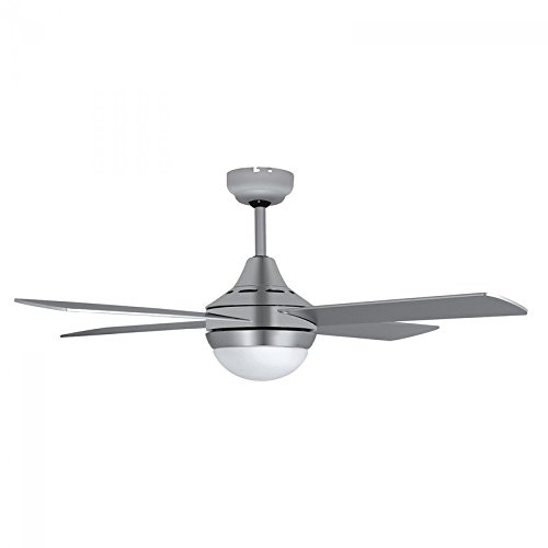 CP 91120 - Ventilador de techo con luz LED, mando a distancia, 3 velocidades, temporizador, 120 cm de diámetro, 60 W, plateado