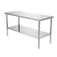 MTFY Stainless Steel Work & Prep Table,24" x 60" Commercial Galvanized Work Table,Food Metal Table with Adjustable Heavy Duty Table Scratch Resistent (Type-2-60")