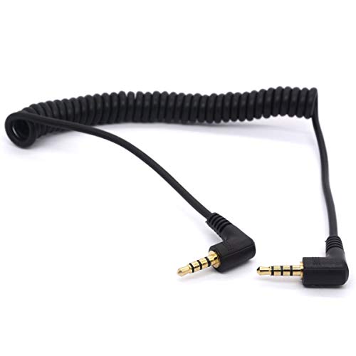 Coiled AUX Cable 3.5mm Audio Cable Plug Spring 4-Conductor Aux Stereo Extension Cord for Headphones iPad, iPhone, iPod, Mp3, Mp4, Tablets, Car, Echo Dot- 1.5m/5Feet - Thumbnail 2