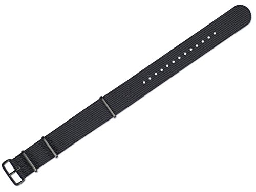 22mm Military MoD Ballistic Nylon G10 Premium Watch Band - Black - w/ Black PVD Buckle