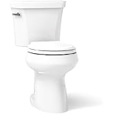 Kohler K-5481-0 Highline Comfort Height Two-Piece Round-Front 1.28 gpf Toilet with Class Five Flush Technology and Left-Hand 