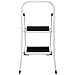VonHaus Steel 2 Step Ladder Folding Portable Stool with 330lbs Capacity - Lightweight and Sturdy, White, 2 Step